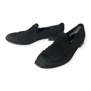 Vintage French Accessoire Diffusion Black suede loafer, Size 38.5EU, beads