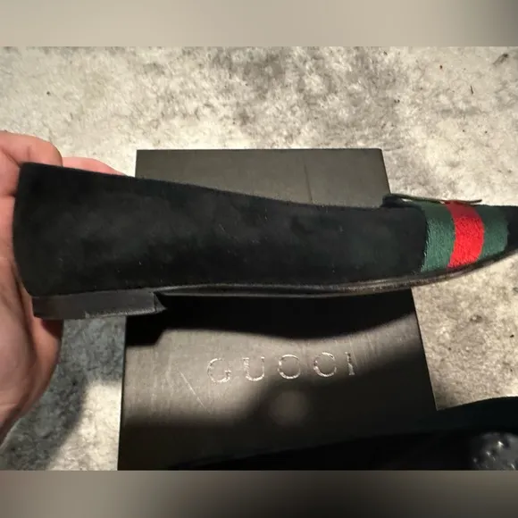 Vintage Gucci Logo Suede Flats
