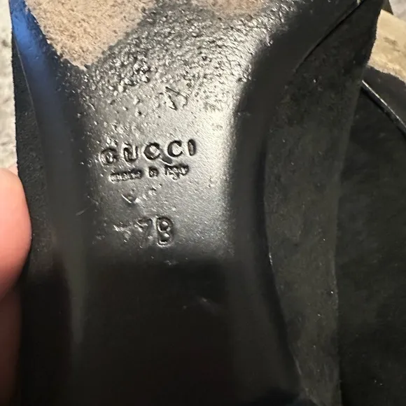 Vintage Gucci Logo Suede Flats