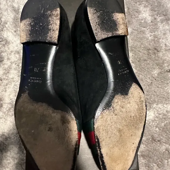Vintage Gucci Logo Suede Flats