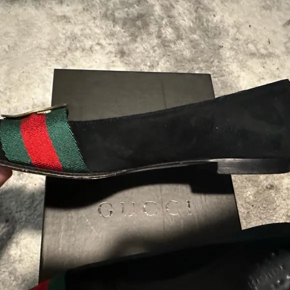 Vintage Gucci Logo Suede Flats