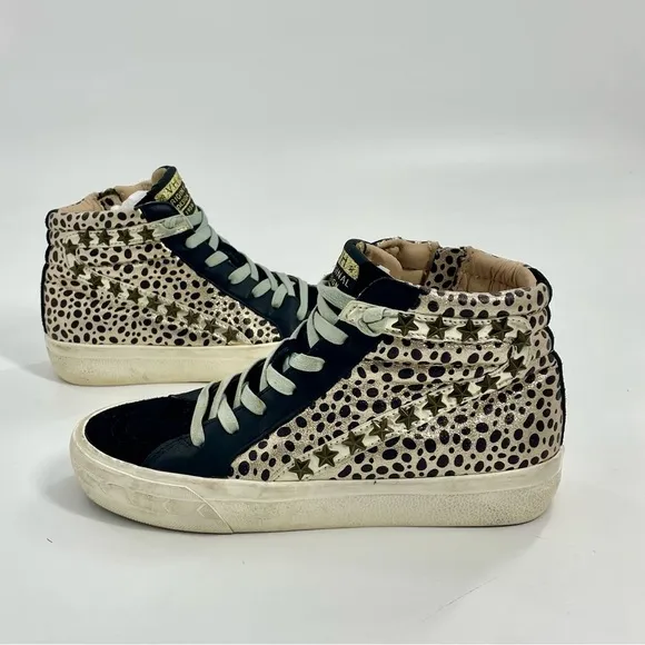 Vintage Havana revenge 8 Black Gold leopard high top fashion sneakers GGDB