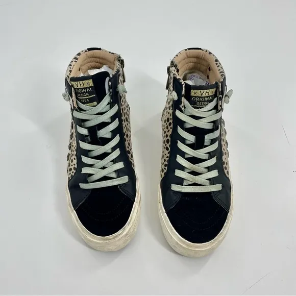 Vintage Havana revenge 8 Black Gold leopard high top fashion sneakers GGDB