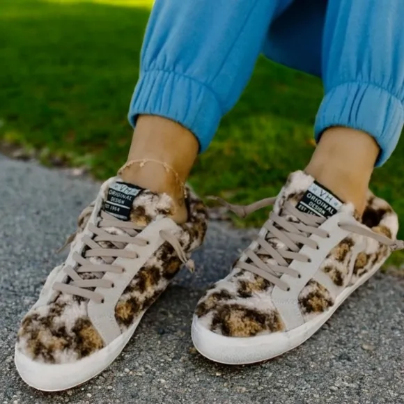 Vintage Havana Snuggle Leopard Print Sneakers 8 Sherpa Slides Leather Trending