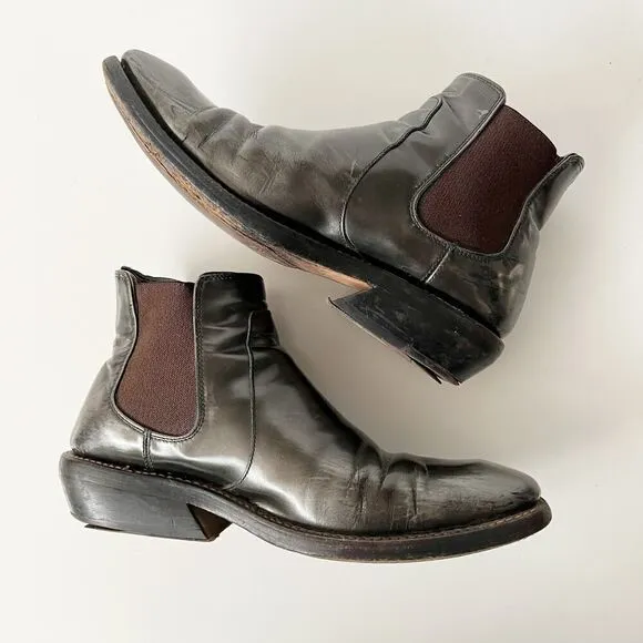 Vintage John Fluevog Boots Metallic Brown Chelsea Ankle Size 8 men's 8.5 women's