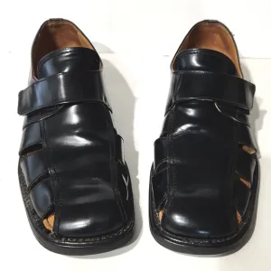 Vintage Sandro Moscoloni Black Leather Fisherman Sandals Size 11 EUC!