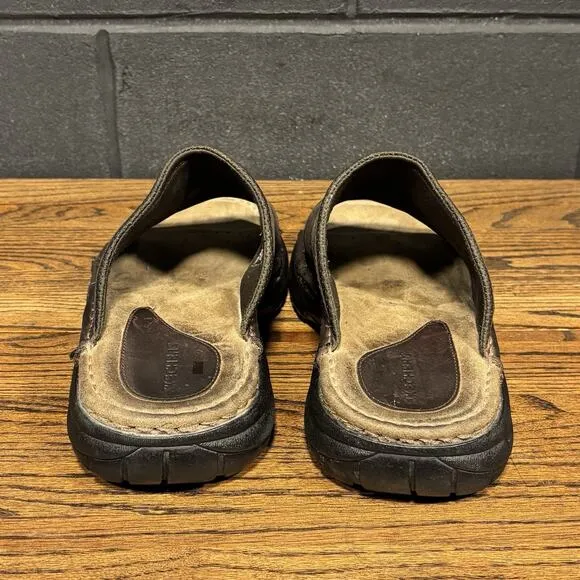 Vintage Skechers 60399 Chunky Brown Leather Slide Sandals Men’s 13