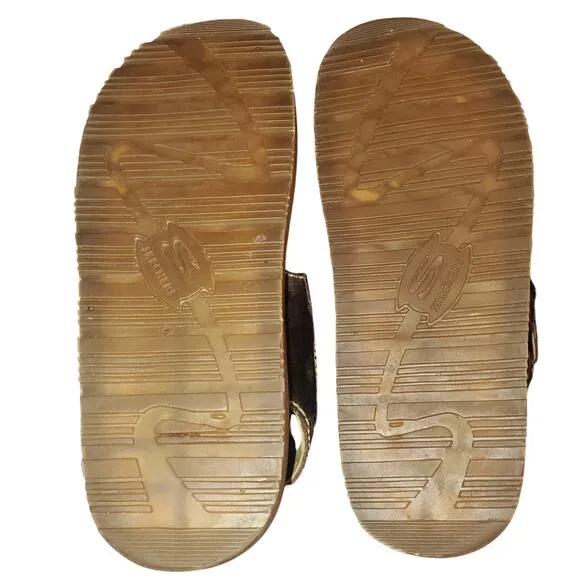 Vintage Skechers Fisherman Sandals Jammers Mens 10 Brown Leather 90's Y2K Chunky