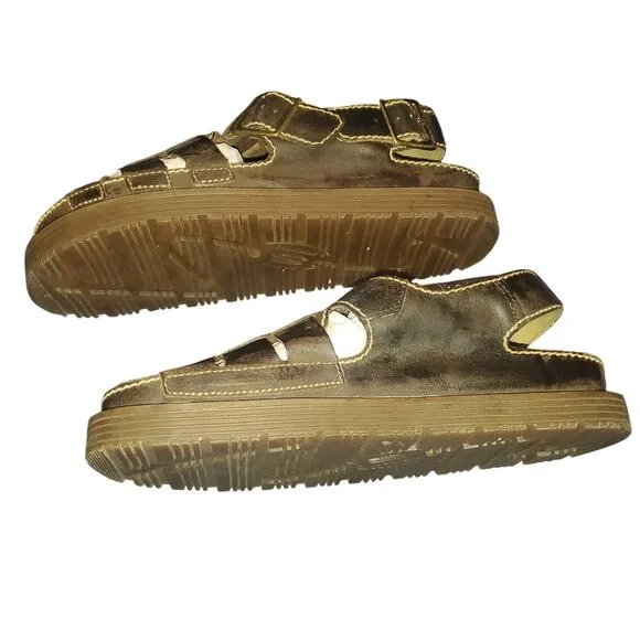 Vintage Skechers Fisherman Sandals Jammers Mens 10 Brown Leather 90's Y2K Chunky