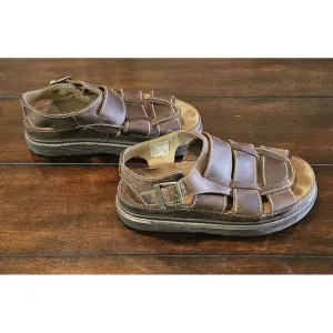 Vintage Sketchers Leather Fisherman Sandals Men's Size 11 Brown Chunky Grunge
