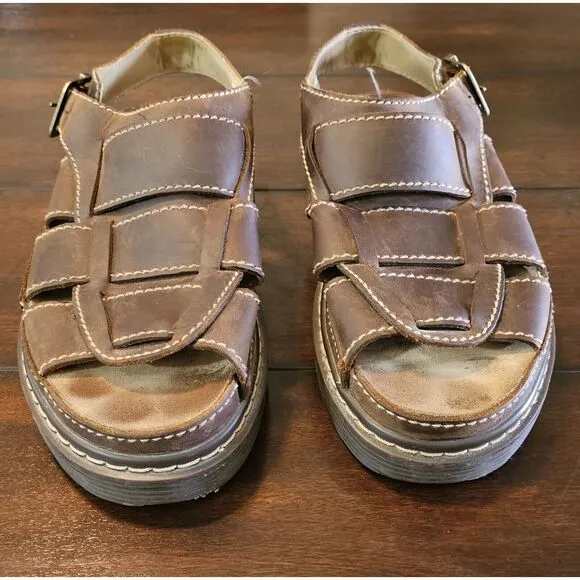 Vintage Sketchers Leather Fisherman Sandals Men's Size 11 Brown Chunky Grunge