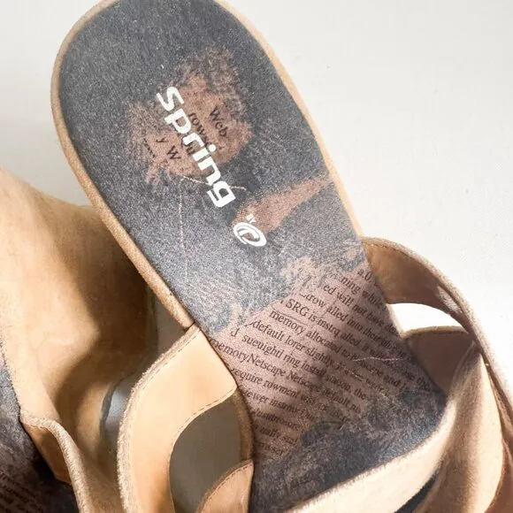 Vintage Spring Chunky Light Beige Wedge Sandal Slides 40