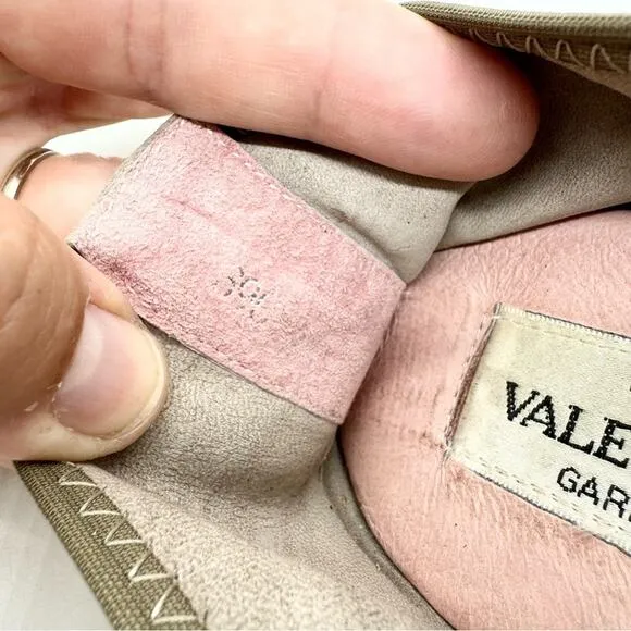 Vintage Valentino Garavani Ruched Suede Bow Ballet Flats Tan Size 38