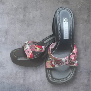 Vintage Very Rare Ellemenno Y2K Chunky Platform Strappy Sandals Womens 6.5
