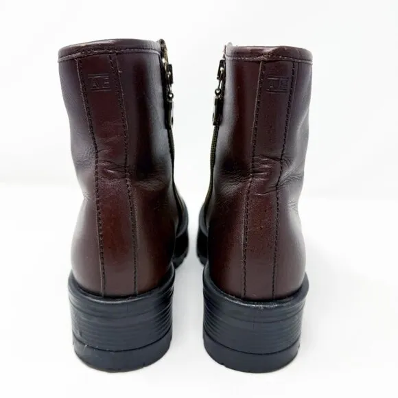 Vintage Y2K American Eagle Brown Leather Chunky Sole Ankle Boots Size 5 Side Zip