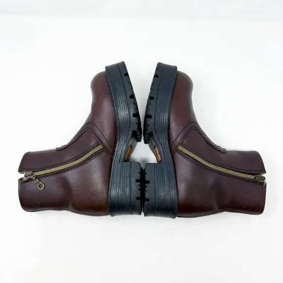 Vintage Y2K American Eagle Brown Leather Chunky Sole Ankle Boots Size 5 Side Zip