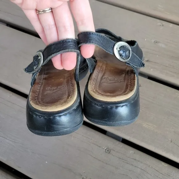 Vintage y2k Dansko Lolita Black Strappy Buckle Chunky Platform Clogs Sandals