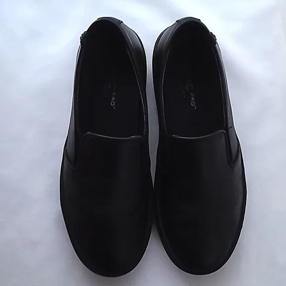 Vionic Avery Pro Slip On Leather Loafers Slides Work Shoe Black Stretchy…