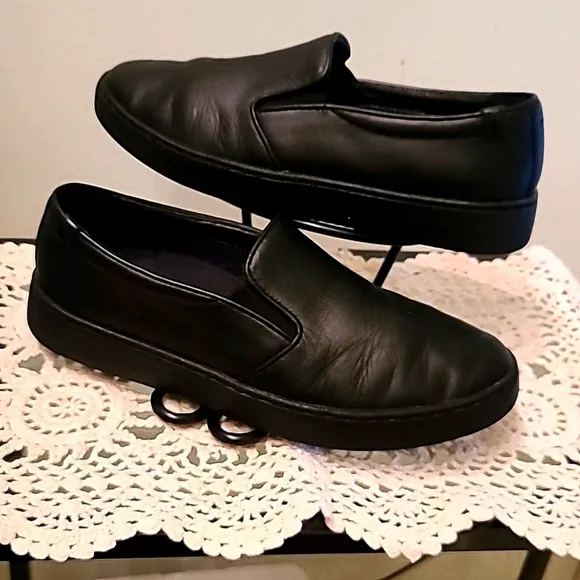 Vionic Avery Pro Slip On Leather Loafers Slides Work Shoe Black Stretchy…