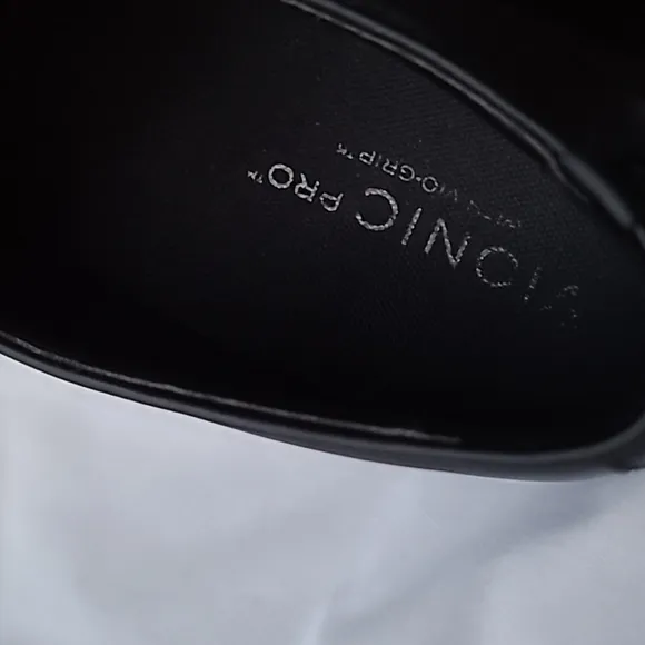 Vionic Avery Pro Slip On Leather Loafers Slides Work Shoe Black Stretchy…