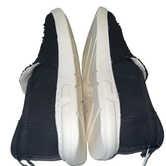 Vionic Beach Seaview Black Canvas Frayed Slip On Loafers Men's Size 10 NWT