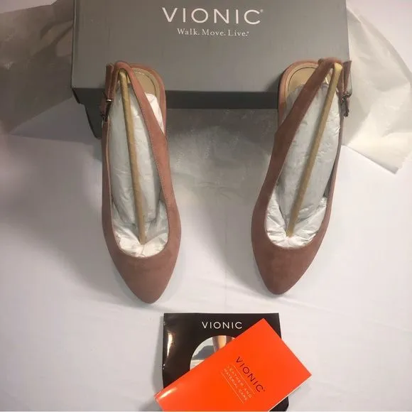 Vionic Crystal Jade Suede Slingback Flats  Size 6
