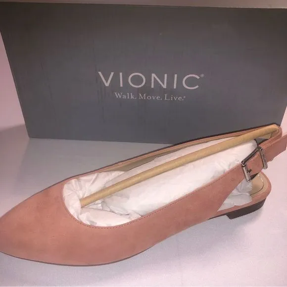 Vionic Crystal Jade Suede Slingback Flats  Size 6