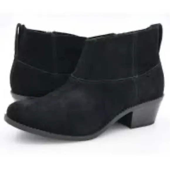 Vionic Joy Zadie suede leather Ankle Boots Black size 7.5 orthotic comfort zip