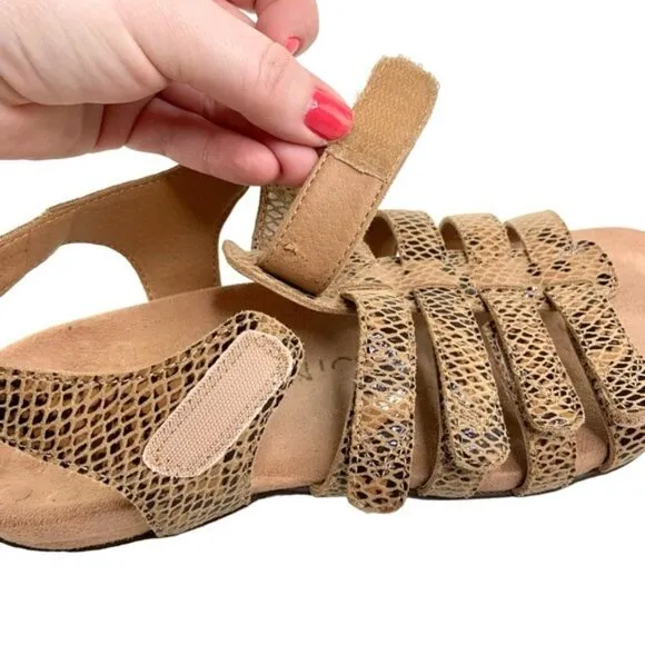 Vionic Leather Snakeskin Harissa Sandals in Tan