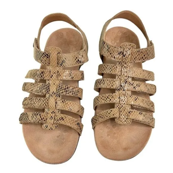 Vionic Leather Snakeskin Harissa Sandals in Tan