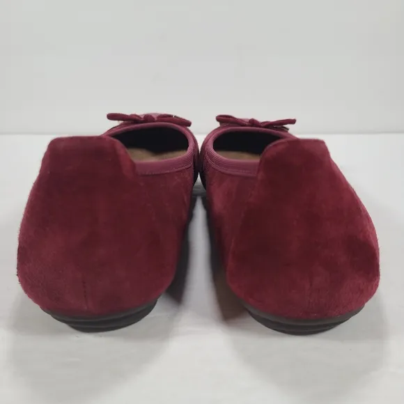 Vionic Minna Merlot Suede Reptile Cap Toe Ballet Flats Bow Detail Women Size 7
