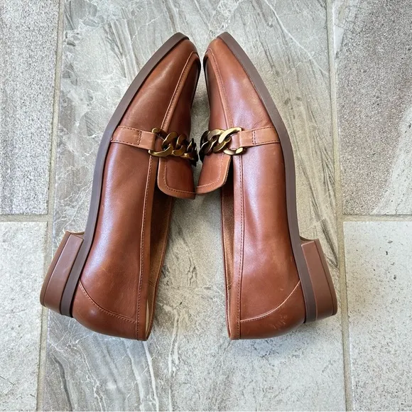 Vionic Mizelle Brown Leather Chain Loafers, Size 11