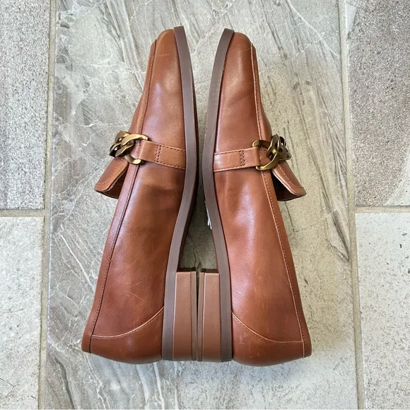 Vionic Mizelle Brown Leather Chain Loafers, Size 11