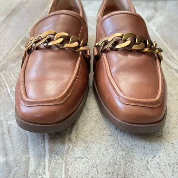 Vionic Mizelle Brown Leather Chain Loafers, Size 11