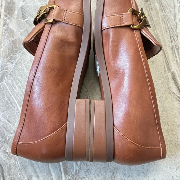 Vionic Mizelle Brown Leather Chain Loafers, Size 11