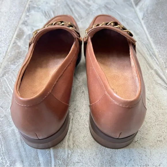 Vionic Mizelle Brown Leather Chain Loafers, Size 11