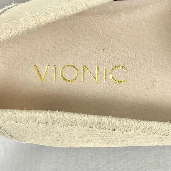 Vionic Shimmer Penny Loafers Waverly Cream Gold Nubuck Leather Classic Sz 6.5