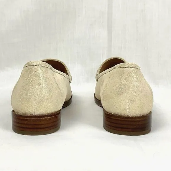 Vionic Shimmer Penny Loafers Waverly Cream Gold Nubuck Leather Classic Sz 6.5