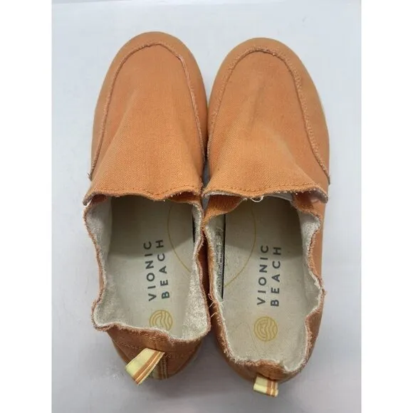 Vionic Shoes Women’s Sz 8.5 Peach Malibu Beach Canvas Slip On Loafers Sneakers