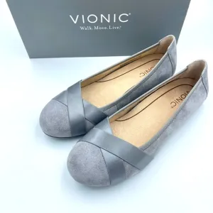 Vionic Suede Flats - Maria Slate Grey Size 9W NIB