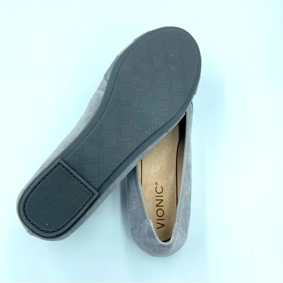 Vionic Suede Flats - Maria Slate Grey Size 9W NIB