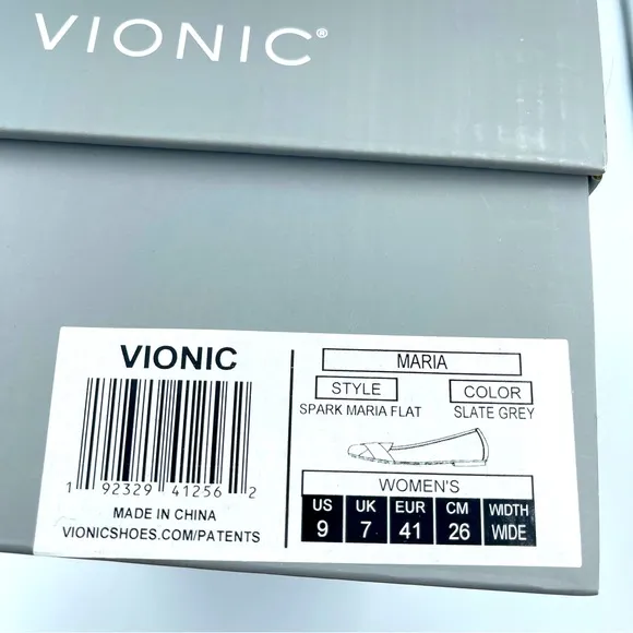 Vionic Suede Flats - Maria Slate Grey Size 9W NIB
