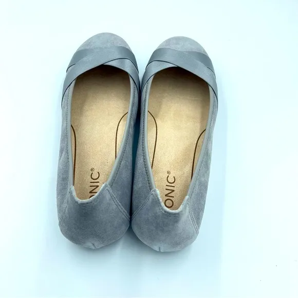 Vionic Suede Flats - Maria Slate Grey Size 9W NIB