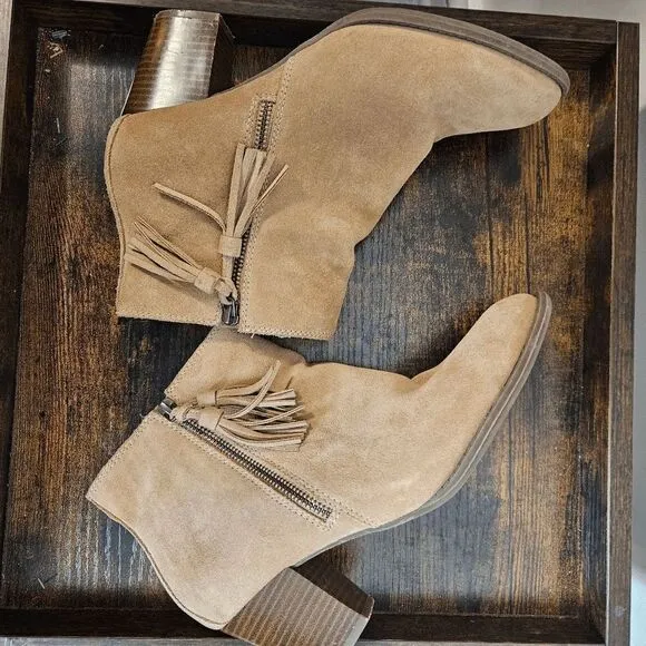 Vionic Western Sexy Boots with Tassel Women's Tan Size 9.5