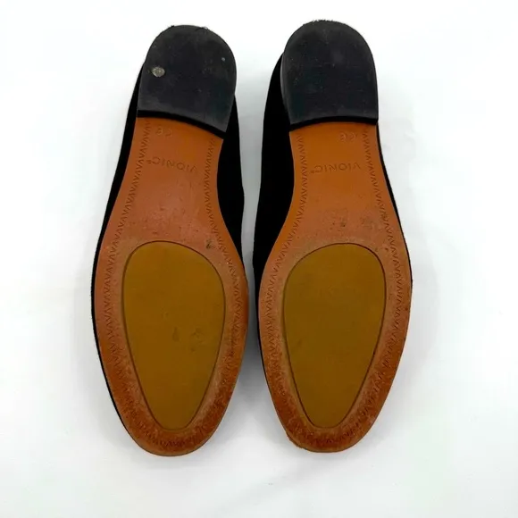 Vionic Willa Loafer Women’s Size 6.5 Black EUC Suede Slip On Flats Minimalist