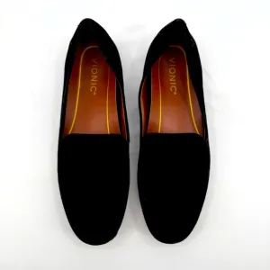 Vionic Willa Loafer Women’s Size 6.5 Black EUC Suede Slip On Flats Minimalist