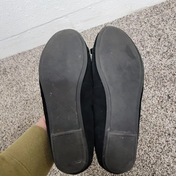 Vionic Women's Black Suede Pera Ballet Flats Size 9 Chain Detail Workwear Career