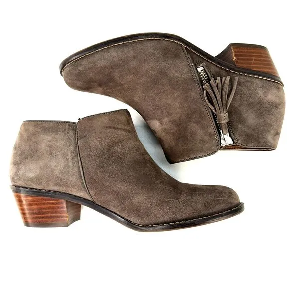 Vionic Womens Serena Side Zip Ankle Boots 1.5&quot; Heel Size US 7 Sandstone Suede