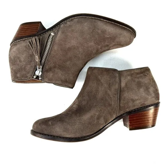 Vionic Womens Serena Side Zip Ankle Boots 1.5&quot; Heel Size US 7 Sandstone Suede