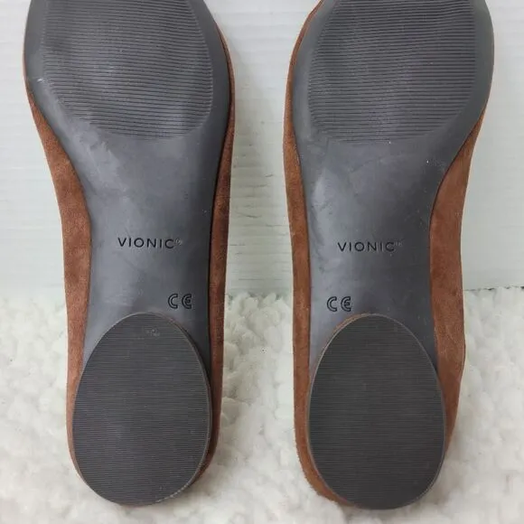 Vionic Callisto Women's Ballet Flats Size 10 Brown Suede Bow Accent New